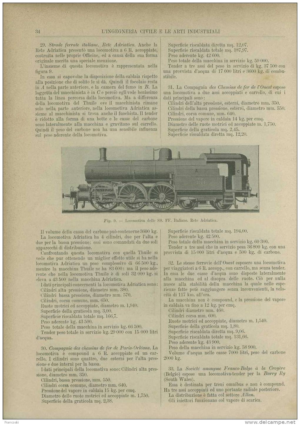 Expo Parigi 1900-Treno,locomotiva,materiale Ferroviario,ferrovia,train-Da -INGEGNERIA Civile- Articolo - Textes Scientifiques