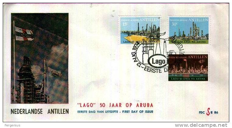 ANTILLE OLANDESI   1974  -  Oil Industry 3v  -Michel:   284/86 -FDC - Curaçao, Antilles Neérlandaises, Aruba