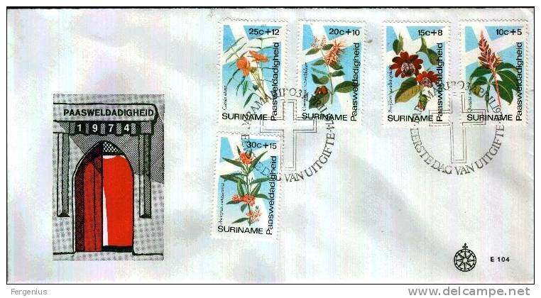 SURINAME  1974  -  Easter, Flowers 5v  - Michel:   666/70  -FDC - Suriname ... - 1975