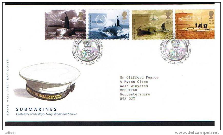 2001 GB FDC First Day Cover Royal Navy Submarines  - Ref 473 - 2001-2010. Decimale Uitgaven