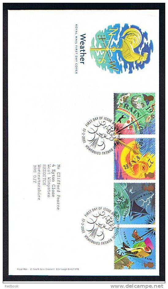 2001 GB FDC First Day Cover Weather  - Ref 473 - 2001-2010 Decimal Issues