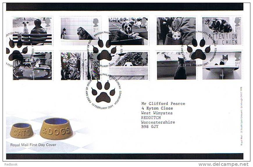 2001 GB FDC First Day Cover Cats & Dogs Self Adhesive Stamps  - Ref 473 - 2001-2010 Decimal Issues