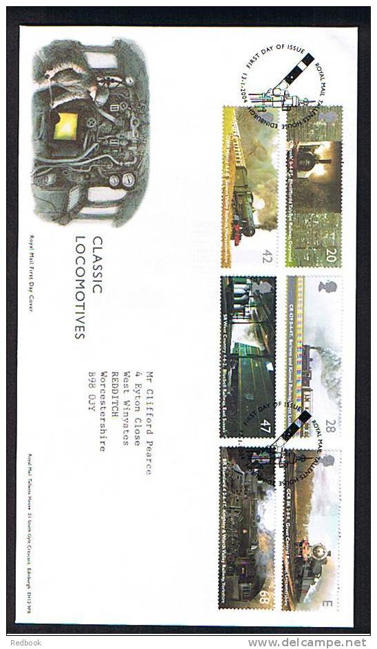 2004 GB FDC First Day Cover - Classic Locomotives - Railway Theme - Ref 474 - 2001-2010 Em. Décimales