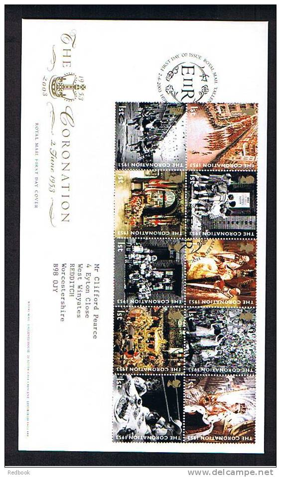 2003 GB FDC First Day Cover - The Coronation - 10 Stamps  - Ref 474 - 2001-2010 Decimal Issues
