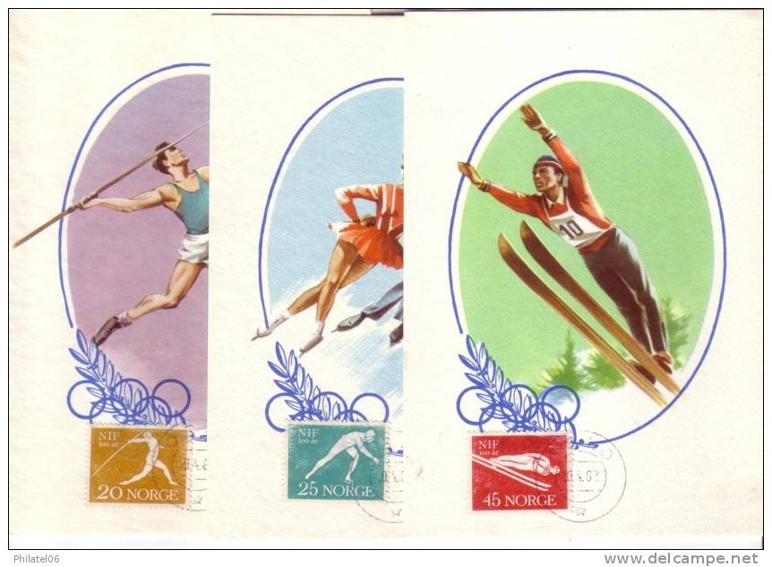 3 CARTES MAXIMUM NORVEGE   SPORTS  SKI,PATINAGE... - Autres & Non Classés