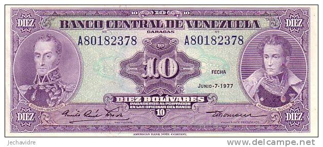 VENEZUELA    10 Bolivares   Daté Du 07-06-1977   Pick 51f     ***** QUALITE  XF ***** - Venezuela