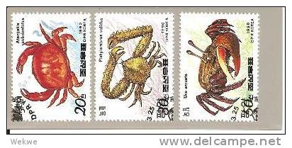 KonMi.Nr.3093-95/  KOREA - 1990, Krabben, Gestempelt (crab) - Korea (Nord-)