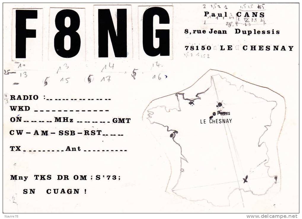 78 LE CHESNAY.  CARTE RADIO AMATEUR. Rue Jean DUPLESSIS. - Le Chesnay