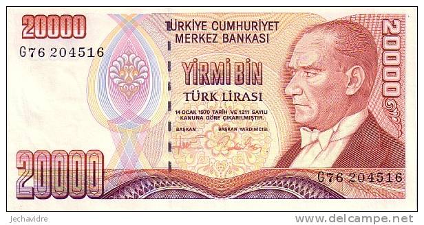 TURQUIE   20 000 Lira   Non Daté (1995)   Pick 202     ***** BILLET  NEUF ***** - Turkey