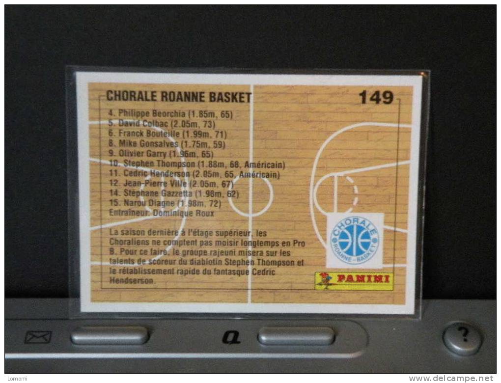 Carte  Basketball  1994, équipe, Chorale Roanne Basket  - N° 149 - 2scan - Abbigliamento, Souvenirs & Varie