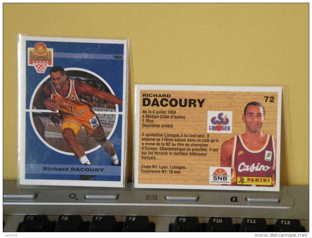 Carte  Basketball, 1994 équipe -  Limoges - Richard DACOURY - N° 72  - 2scan - Uniformes, Recordatorios & Misc