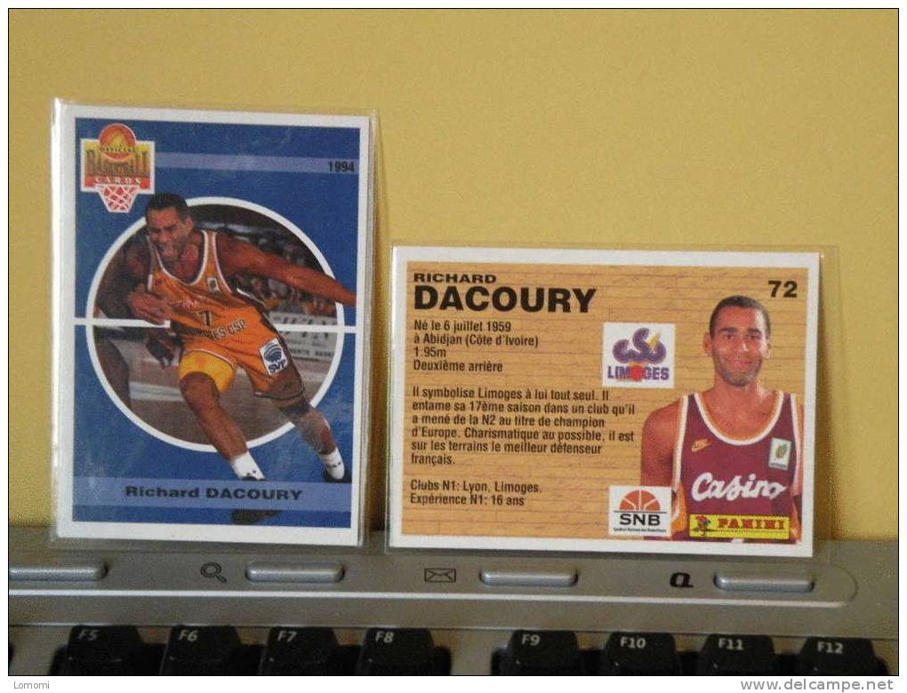 *Carte  Basketball, 1994 équipe -  Limoges - Richard DACOURY - N° 72  - 2scan - Uniformes, Recordatorios & Misc