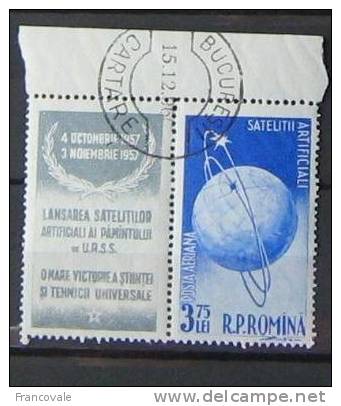 Romania 1957 Posta Aerea Lancio Satellite - Oblitérés