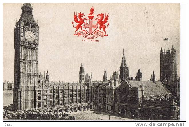 London The House Of Parliament  City Arms Domine Dirice Nos Raphael Tuck & Son  Serie Oldtimer - Houses Of Parliament