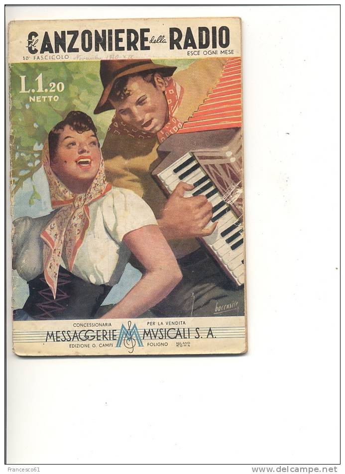 $$$ Illustratore BOCCASILE Canzoniere Radio 1940 32 Pagine Strappeti - Manifesti & Poster