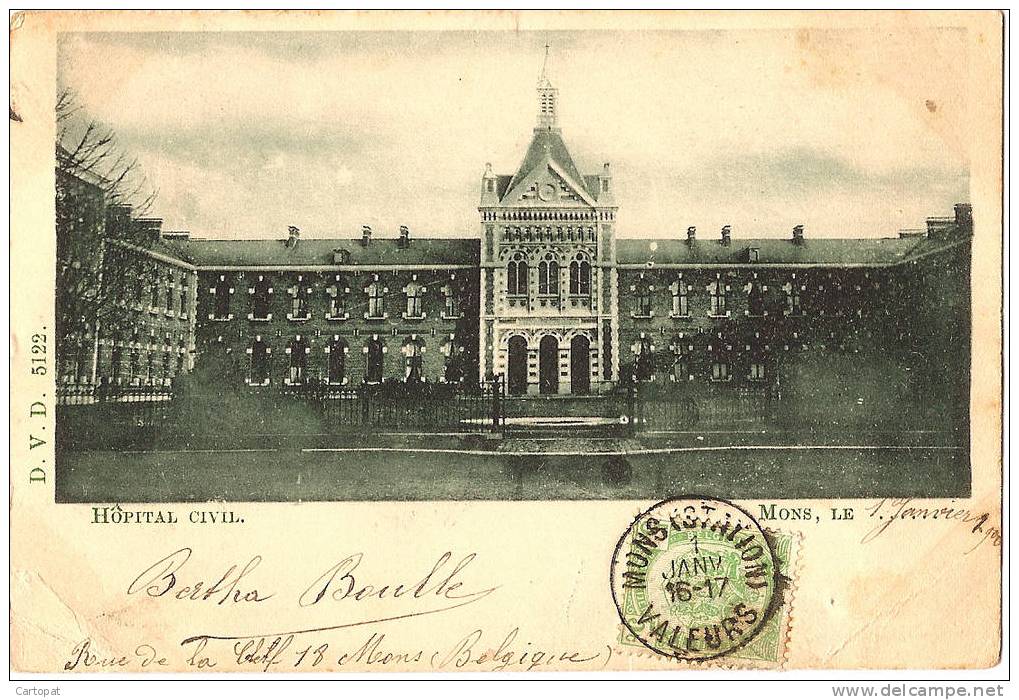 CPA BELGIE / BELGIQUE - Bergen/  MONS - HÔPITAL CIVIL  (  Carte De 1900 ! ) - Mons