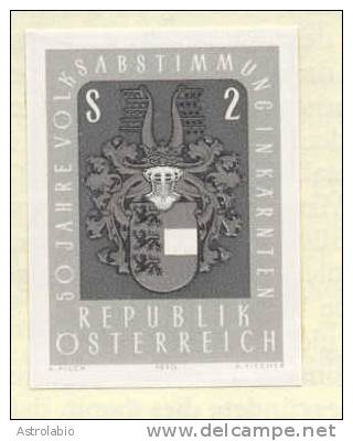 Autriche 1970 " Plébiscite De Carinthie " épreuve En Noir, Black Proof, Schwarzdruck Auf Blatt. Yvert 1171 - Proeven & Herdruk