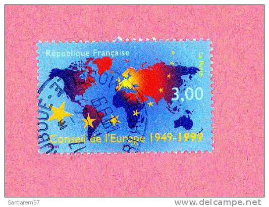 Timbre Oblitéré Used Stamp Selo Carimbado Conseil De L´Europe 1949-1999 3,00F FRANCE 1999 - Gebraucht