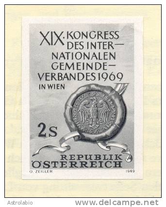 Autriche 1969 " Associations Intercommunales" épreuve En Noir, Black Proof, Schwarzdruck Auf Blatt. Yvert 1133 - Ensayos & Reimpresiones