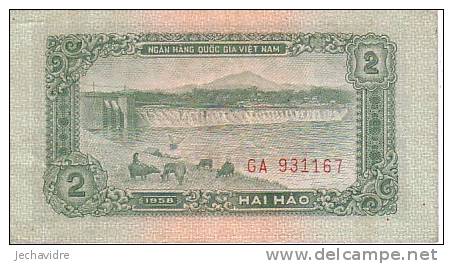 VIET NAM  2 Hao   Emission De 1958   Pick 69a    ***** QUALITE  AUNC ***** - Vietnam