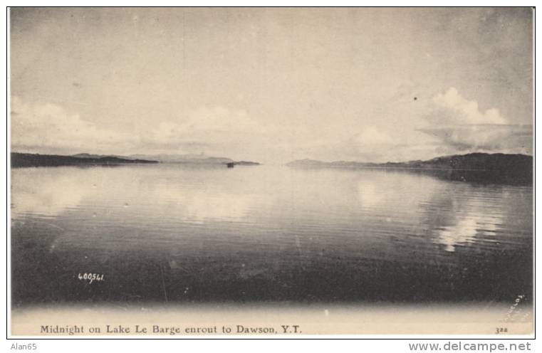 Lake Le Barge Near Dawson YT On Zaccarelli's Book Store 1910s Vintage Postcard, Midnight Sun - Yukon