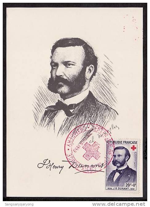 France ScB328 Jean Henri Dunant, Red Cross, Maxi Card-3 - Henry Dunant