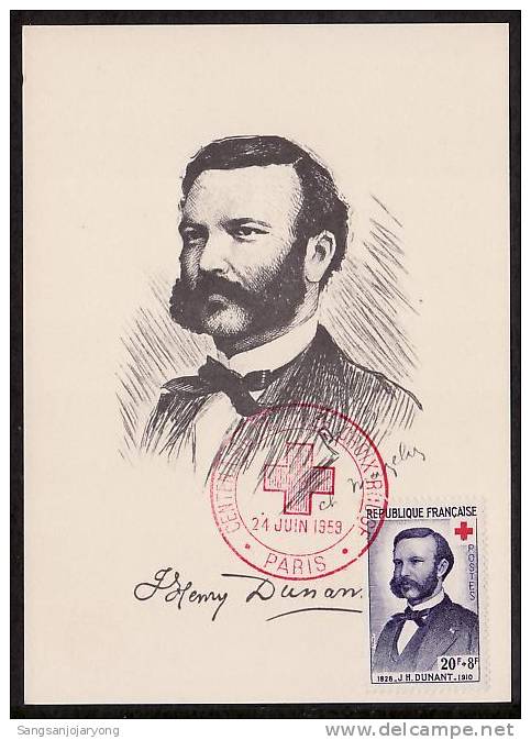 France ScB328 Jean Henri Dunant, Red Cross, Maxi Card-4 - Henry Dunant