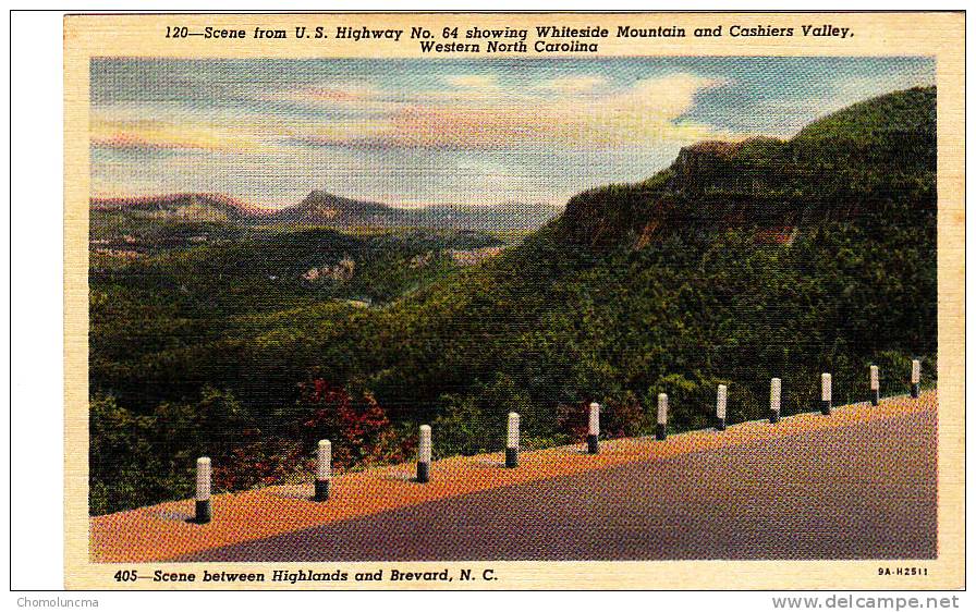 Intituled "scene  From US Highway 64 Showing Whiteside Mountain & Cashier, Between Highlands & Brevard" Mountains Road - Sonstige & Ohne Zuordnung