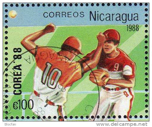 Baseball Sommer Olympiade Seoul 1988 Nicaragua 2860+ Block 177 O 6€ - Estate 1988: Seul