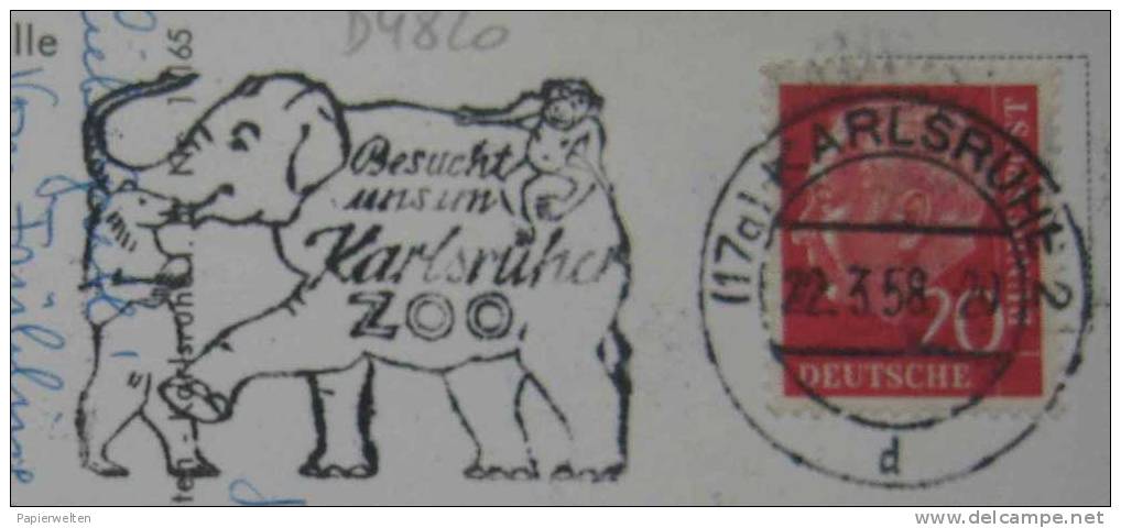 Karlsruhe - Schwarzwaldhalle / Stempel: Zoo Elefant - Karlsruhe