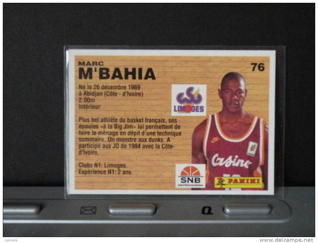 Carte  Basketball, 1994 équipe - Limoges - Marc M'BAHIA - N° 76 - 2scan - Abbigliamento, Souvenirs & Varie