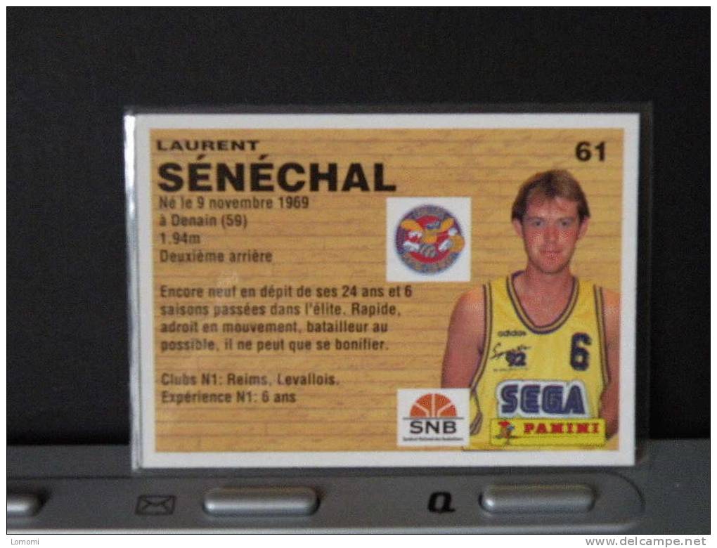 Carte  Basketball, 1994 équipe - Levallois - Laurent Sénéchal - N° 61 - 2scan - Bekleidung, Souvenirs Und Sonstige