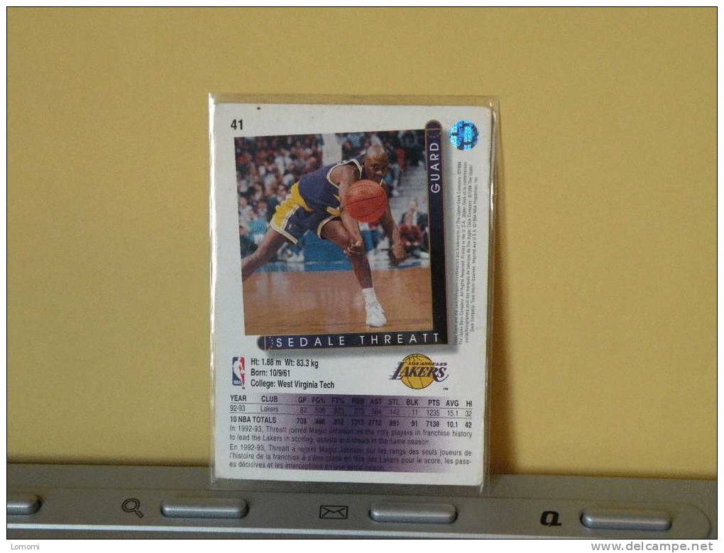 *Carte  Basketball, 1992/93/94 - SEDALE THREATT - N° 41 - 2 Scan - Los Angeles Lakers