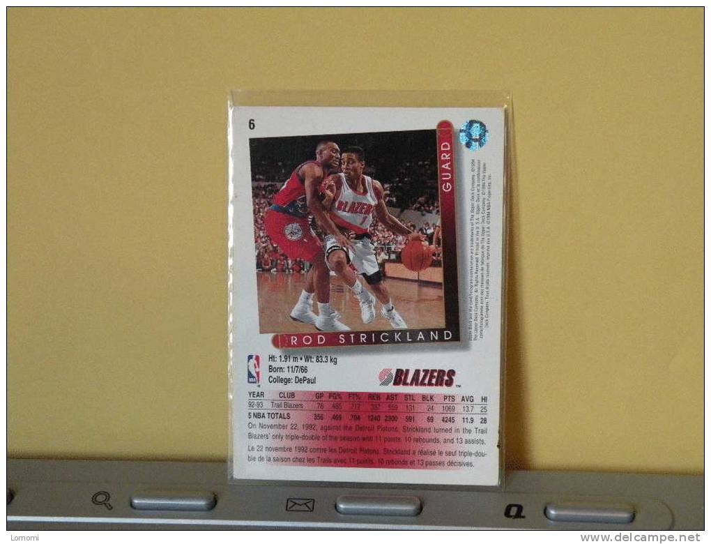 Carte  Basketball, 1992/93/94 - BLAZERS - Rod Strickland - N° 6 - 2 Scan - Sonstige & Ohne Zuordnung