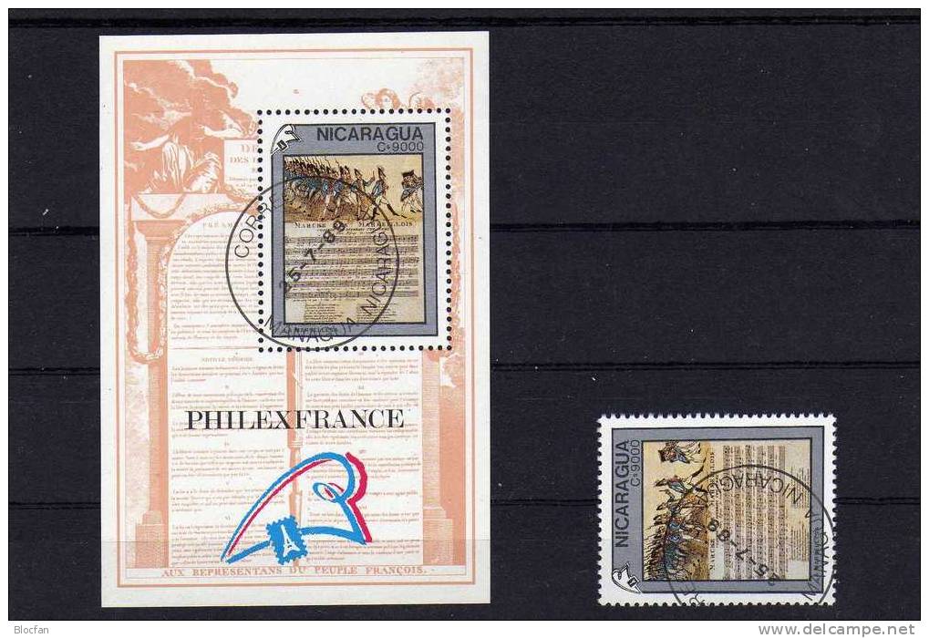 Marseillaise Französische Revolution Nicaragua 2975+ Block 187 O 7€ - Révolution Française