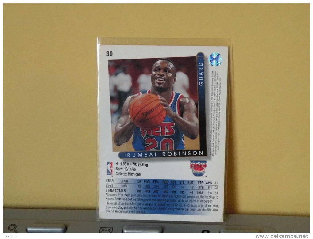 *Carte  Basketball, 1992/93/94 - Rumeal Robinson - N° 30 - 2 Scan - New Jersey Nets