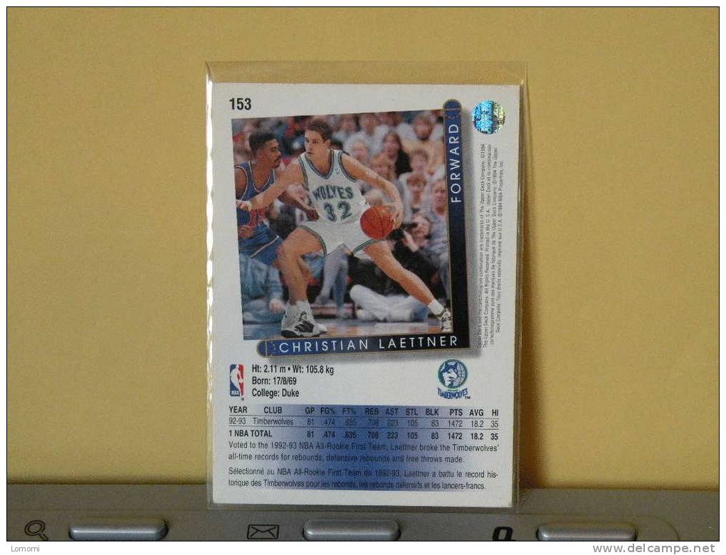 *Carte  Basketball, 1992/93/94 - Christian LAETTNER - N° 153  - 2 Scan - Minnesota Timberwolves