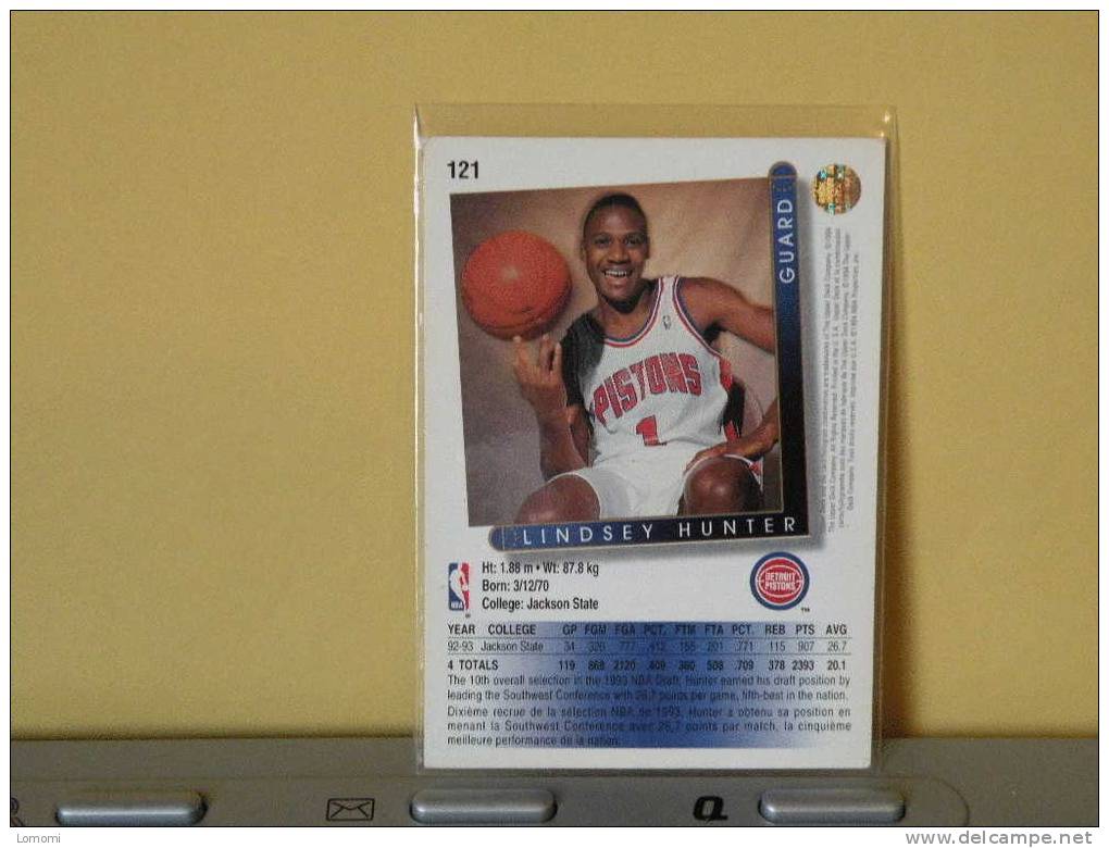 *Carte  Basketball, 1992/93/94 - Lindsey HUNTER - N° 121 - 2 Scan - Detroit Pistons