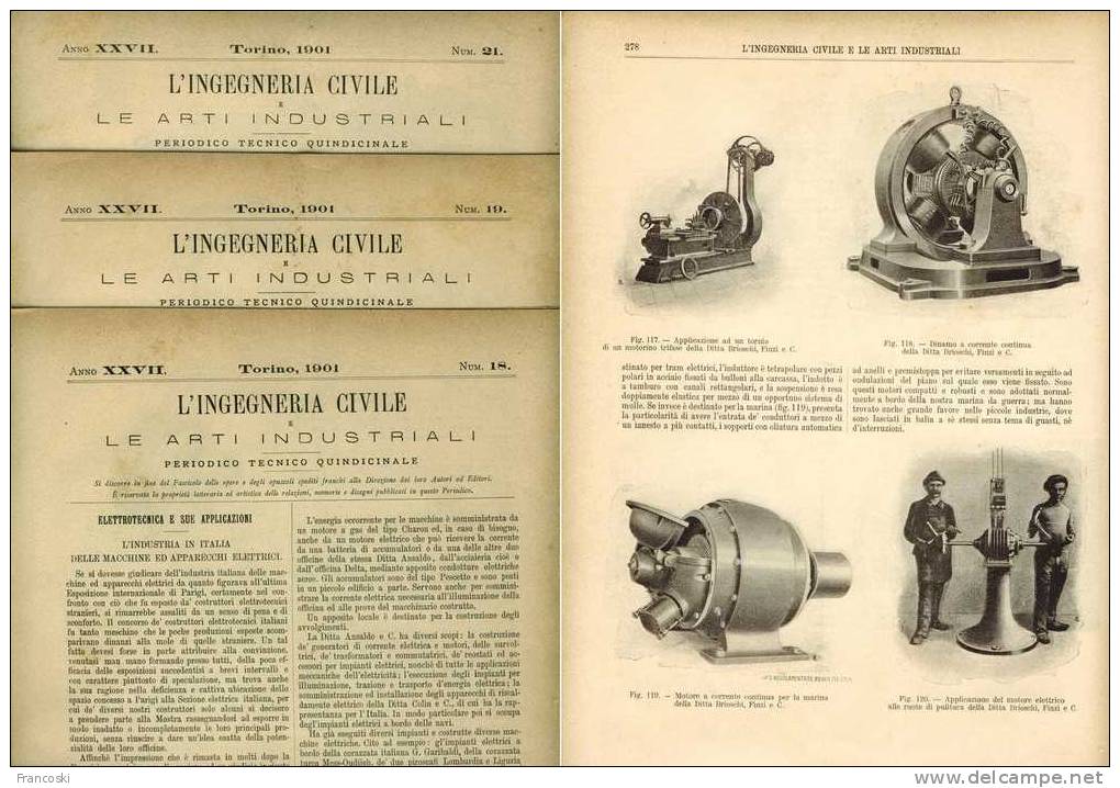 ELETTROTECNICA-MACCHINE, APPARECCHI ELETTRICI-DINAMO,ALTERNATORI,MOTORI,TRASFORMATORI-ELETTRICITA'-1901- - Scientific Texts