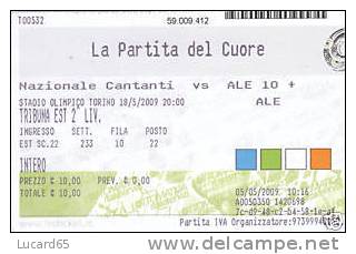 BIGLIETTO LA PARTITA DEL CUORE - NAZ CANTANTI Vs ALE 10 - Match Tickets