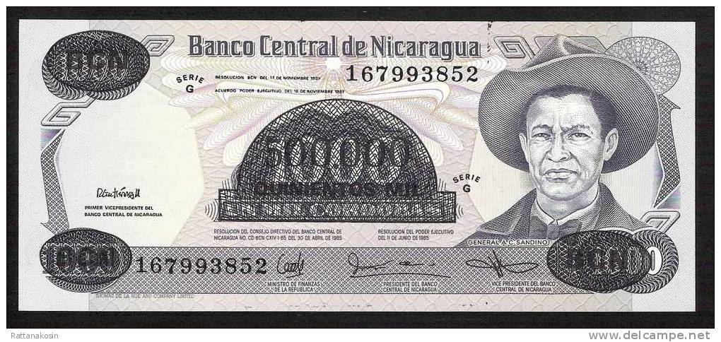 NICARAGUA  P150   500.000 CORDOBAS / 1000   CORDOBAS    1987   UNC. - Nicaragua