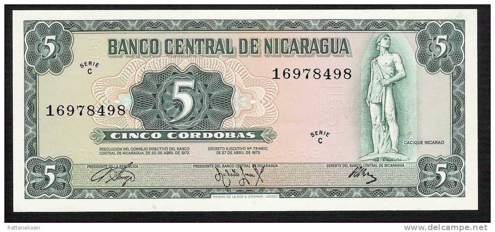 NICARAGUA P122   5  CORDOBAS    1972    UNC. - Nicaragua