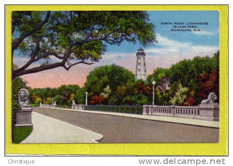 North Point Lighthouse In Lake Park, Milwaukee, Wis.  1940-60s - Milwaukee