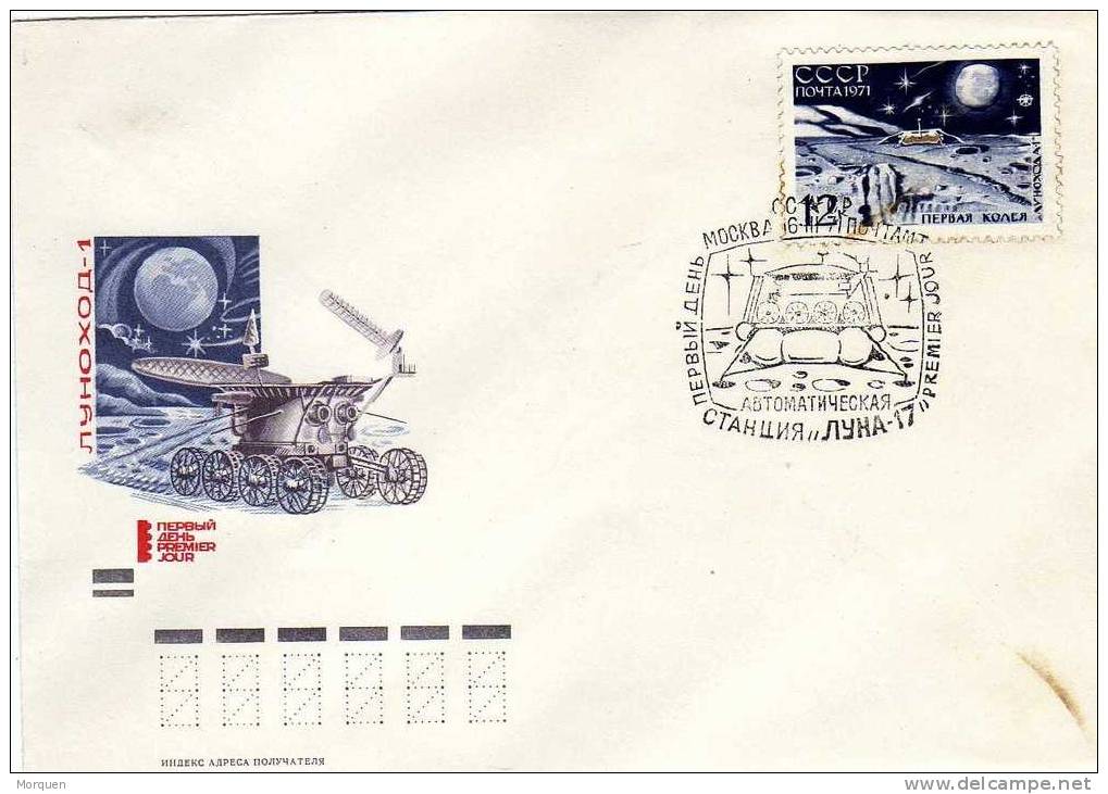 Carta F.D.C.  Moscu (Rusia)  1971. Espacio, Espace, Moon, Luna, Robot - Russie & URSS