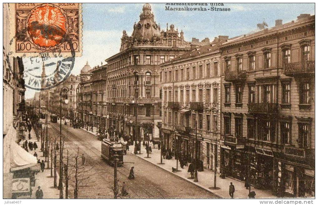 VARSOVIE WARSCHAU WARSZAWA (Pologne) Rue Tramway  Cachat Vignette Magdeburg - Polen