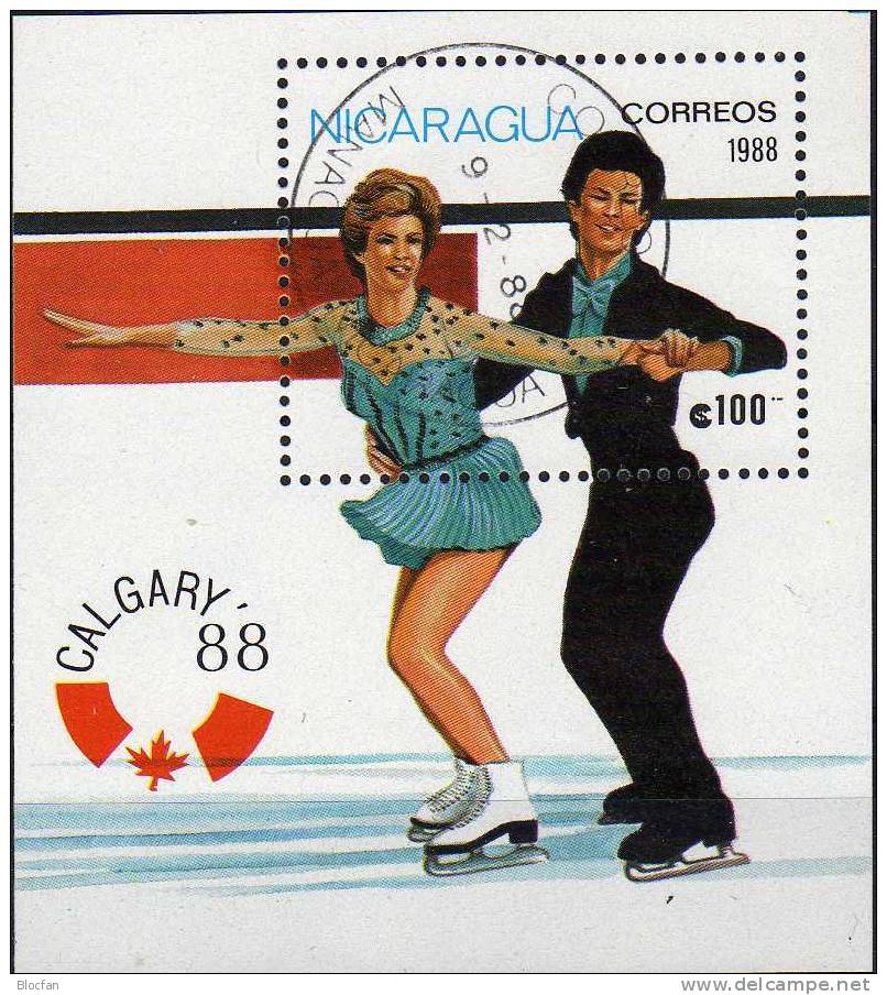 Eiskunstlauf Olympiade Calgary Nicaragua 2850+ Block 176 O 6€ - Figure Skating
