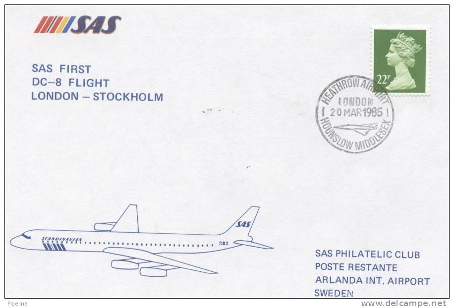 Great Britain First SAS DC-8 Flight London - Stockholm 20-3-1985 - Unclassified