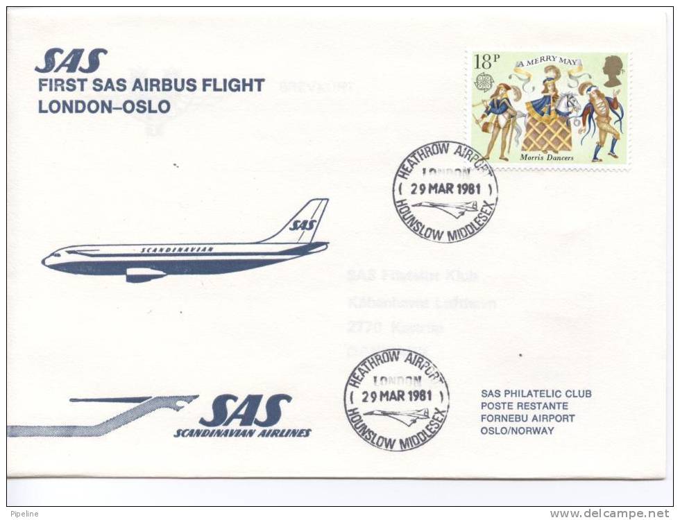 Great Britain First SAS Flight Airbus London - Oslo 29-3-1981 - Unclassified