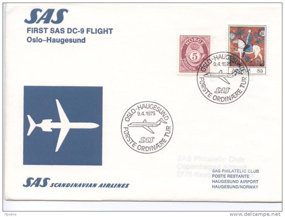 Norway First SAS DC-9 Flight Oslo - Haugesund 9-4-1975 - Storia Postale