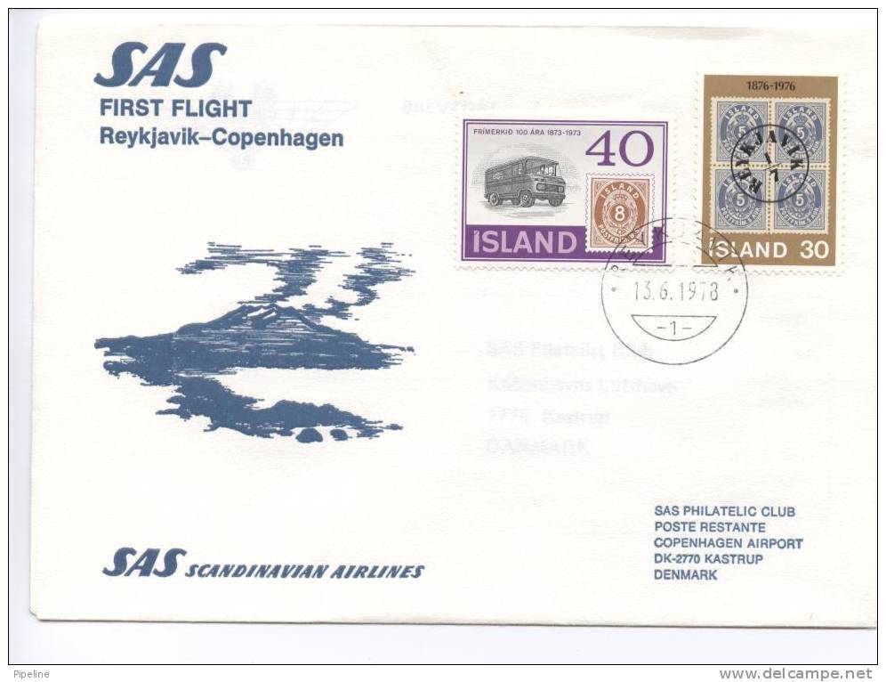 Iceland First SAS Flight Reykjavik - Copenhagen 13-6-1978 - FDC